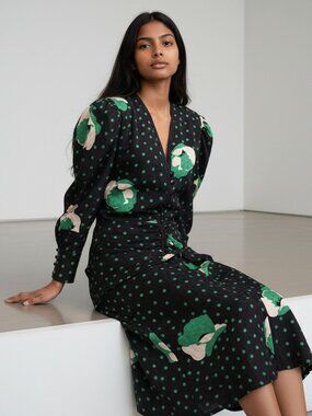 Vintage 80's Saint Romei Green and Black Dress